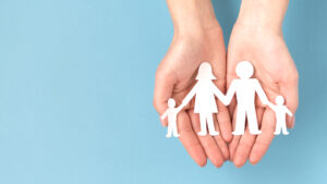 flat lay cute family concept arrangement with copy space